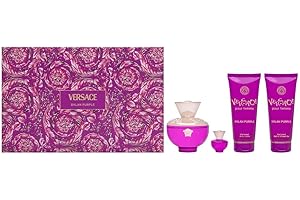 Versace Dylan Purple for Women 4 Piece Set Includes: 3.4 oz Eau de Parfum Spray + 3.4 oz Perfumed Bath Shower Gel + 3.4 oz Perfumed Body Lotion + 0.17 oz Eau de Parfum