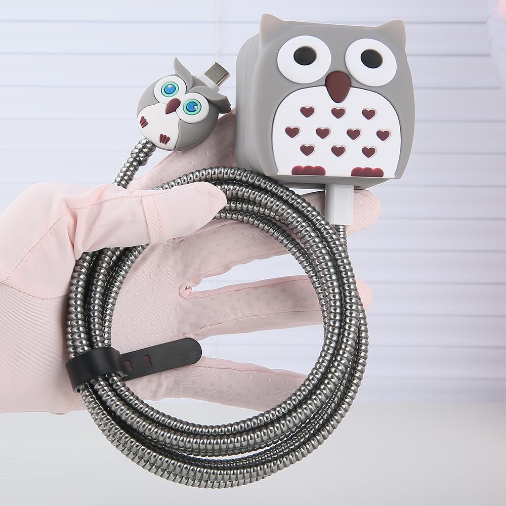 Photo 1 of **BLOCK COVER ONLY** Yluirktfa Charger Cover Compatible with Apple 35W Dual USB-C Power Adapter Charger 3D Cute Cartoon Design Charger Cover Cable Protector Wire Protective Case for iPhone/iPad/MacBook Fast Chargers, 164