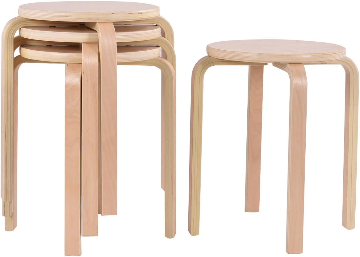 et of 4 17-inch Bentwood Stools Stacking Home Room Furniture Decor New