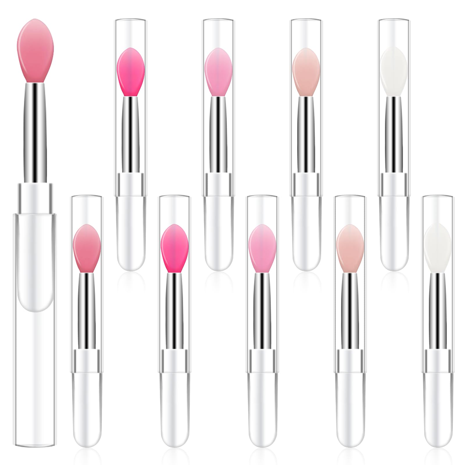 Photo 1 of 10Pcs Lip Brush Silicone Lip Brushes Tool Lipstick Applicator Brushes with Caps for Makeup Beauty Brushes, Lip Mask Applicator,Eyeshadow Lip Brush for Applying Mask Oil, Lipstick Lip Gloss
