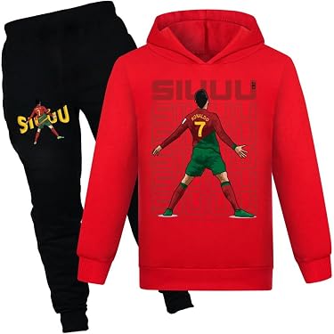 Ensemble Sport Enfant Garçon Hoodie Sweat à Capuche Et Pantalon Survêtement Football - 18 Mois à 8 Ans