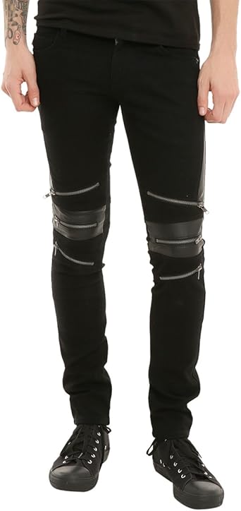 mens black skinny jeans with zippers