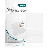 Dimora Wound Contact Layer, Silicone Non-adhering Wound Dressing, Transparent Pads Bandages Sheets for Abrasion Pressure Sore Venous Arterial Ulcer, 4"x7" (Pack of 5)