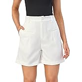 Women Dressy Shorts Summer Elastic High Waisted Wide Leg Business Work Trouser Shorts with Pockets