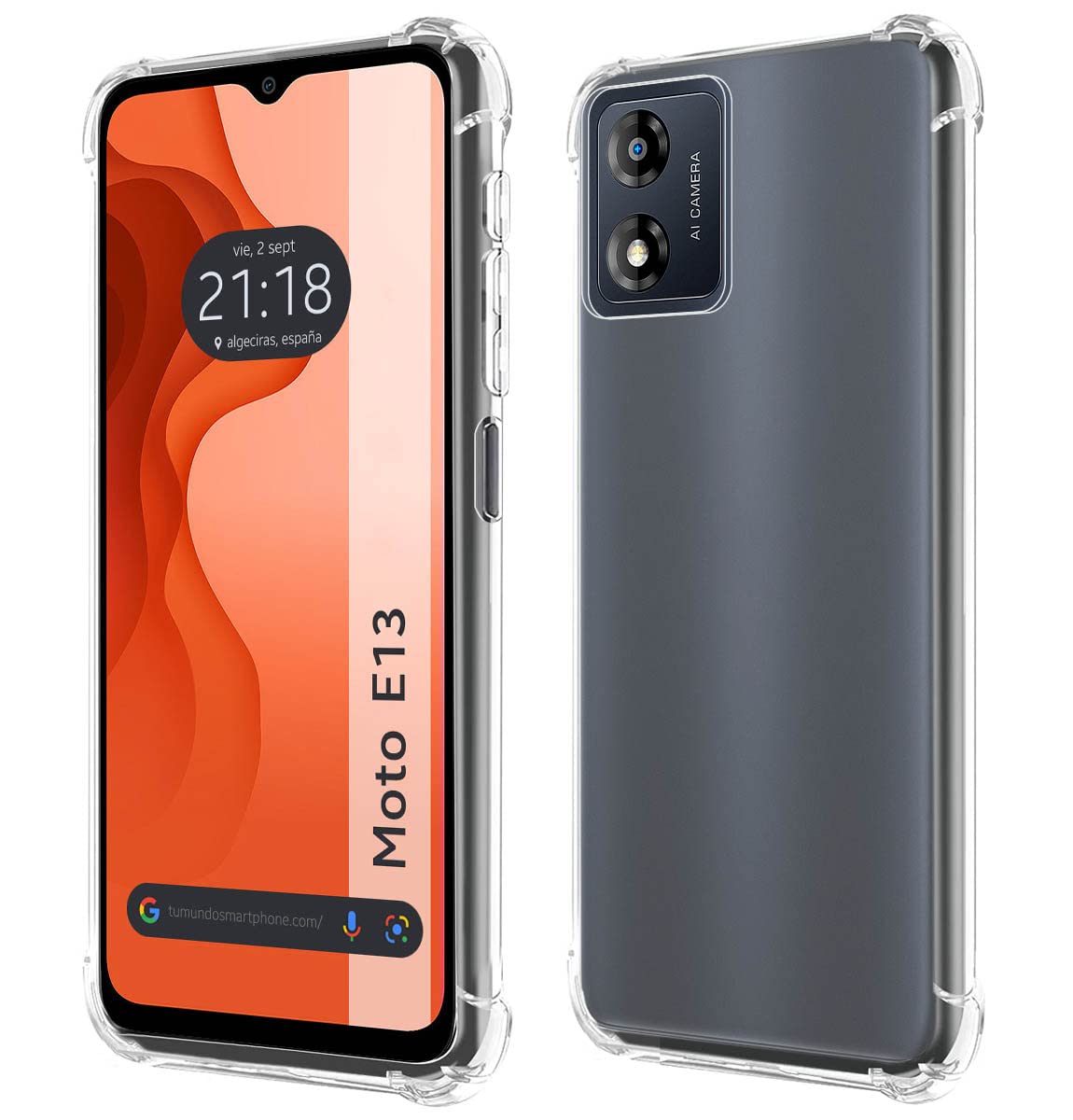 Tumundosmartphone Transparent Shockproof Silicone Case for Motorola Moto E13