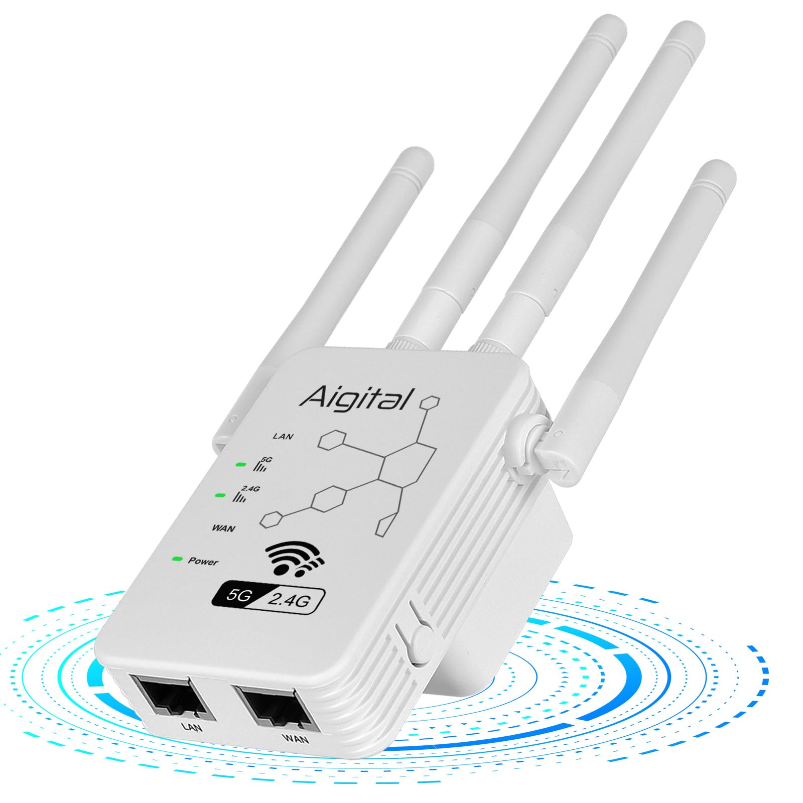 WLAN Verstärker Repeater AC1200 (867 Mbit/s 5GHz, 300 Mbit/s 2,4GHz) Abdeckung bis zu 200 m², Ethernet-Port, AP-Modus, einfache Installation, kompatibel zu Allen WLAN Geräten