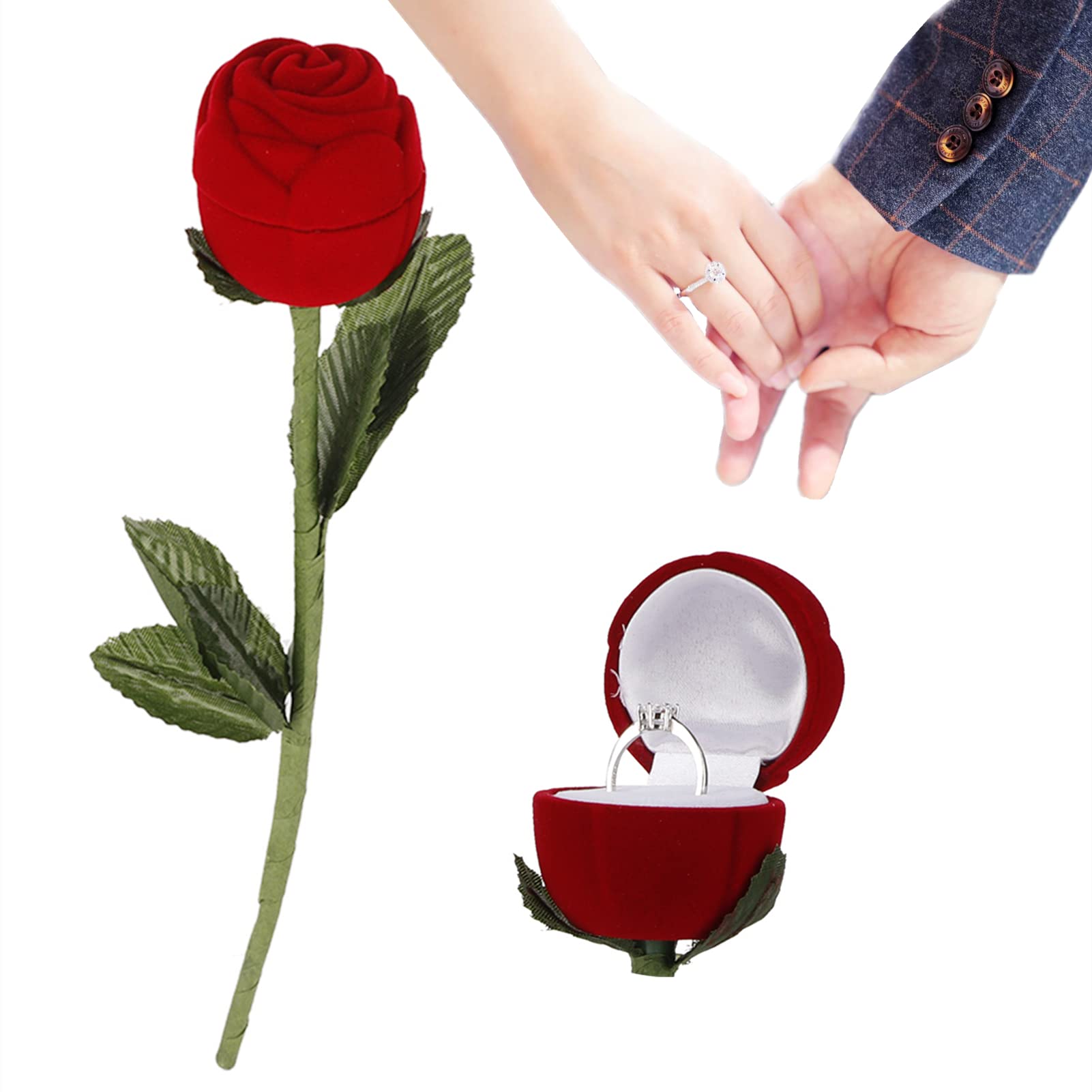 Wedding Ring Case, Rose Flower Shape Ring Box, Jewelry Organizer for Necklaces, Earrings & Rings, Elegant Storage Container for Storing and Displaying Women's Accessories Gift Box