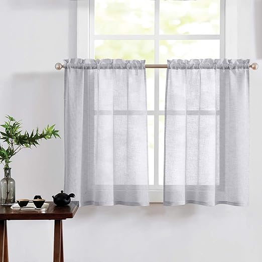 Amazon Com Fragrantex Tier Curtains 24 Inche Long Grey Sheer