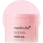 medicube Toner Pads Salmon DNA PDRN Pink Collagen Jelly Pad | Korean Gel Toner Pad | Niacinamide, Madecassoside, Retinol | Soothing, Radiance, Uneven Skin Tone | Korean Skin Care | 70 Pads (1 Pack)