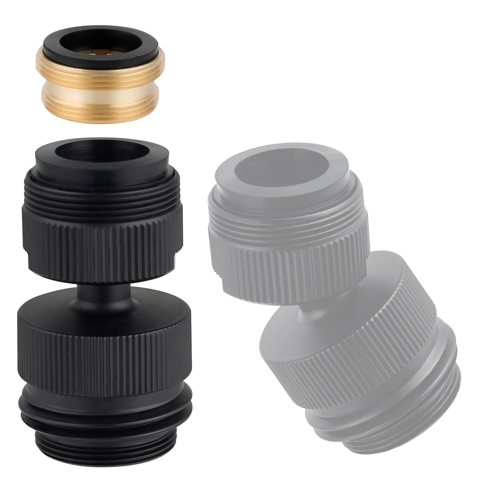 Photo 1 of Hibbent Faucet Adapter Kit, Swivel Aerator Adapter to Connect Garden Hose - Multi-Thread Kitchen Sink Faucet to Garden Hose Adapter 3/4 Inch - Matte Black