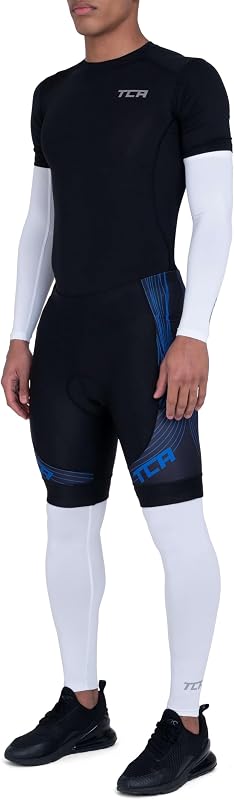 Manchon de jambe avec UPF 50+, Anti-Llip, Jambières de cyclisme toutes saisons pour hommes et femmes Manchon de compression de jambe entière - Blanc, S