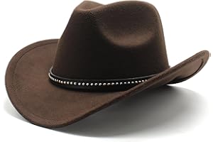 MYKAGS Western Cowboy Hat, Wide Brim Nylon Western Felt Outdoor Hat for Men and Women, Classic Cowboy Hats, Party Prop, Photography Accessory, Stylish Cowboy Hat for Kids Adults, Coffee