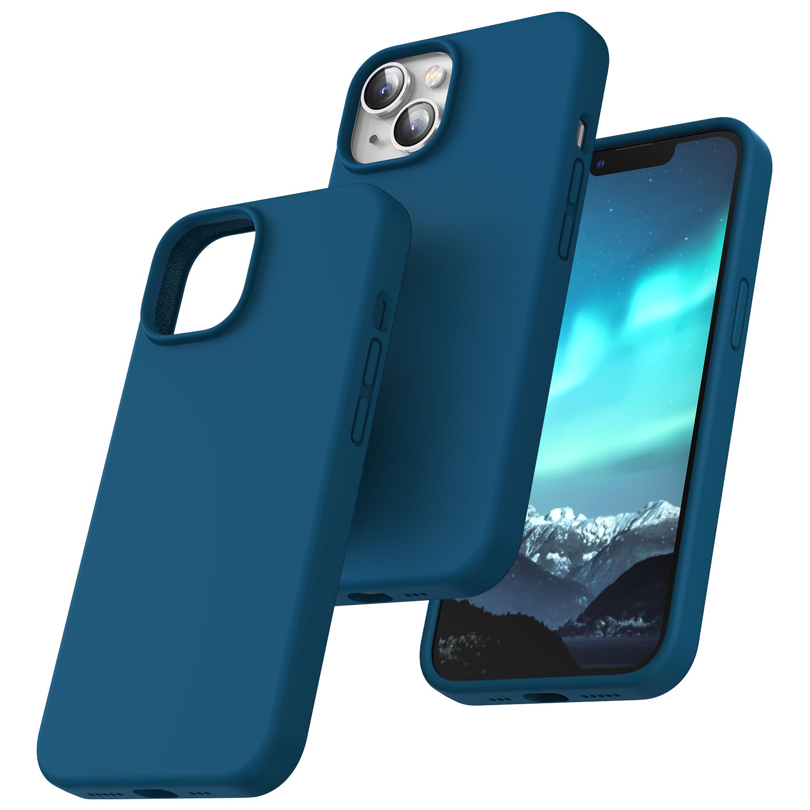 TOCOL Silicone for iPhone 14 Plus Case 6.7-Inch, Liquid Silicone Multi-Color Slim Silky-Soft Touch Anti-Scratch Shockproof Protective Phone Cover, Midnight Blue