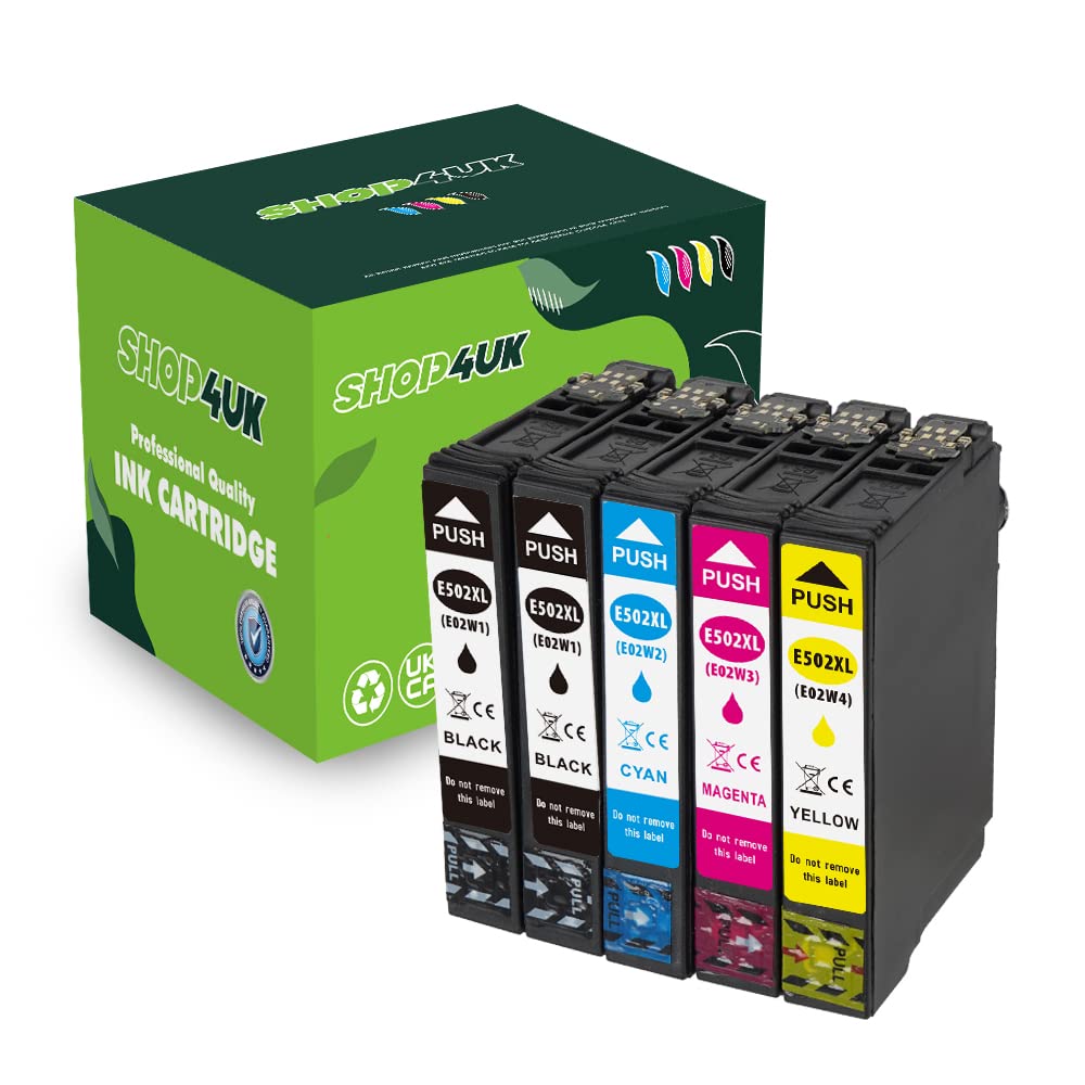 shop4uk 502 XL Ink Cartridges Compatible with Epson 502XL Expression Home XP-5100 XP-5105 XP-5150 XP-5155 Epson Workforce WF-2860DWF WF-2865DWF WF-2880DWF WF-2885DWF