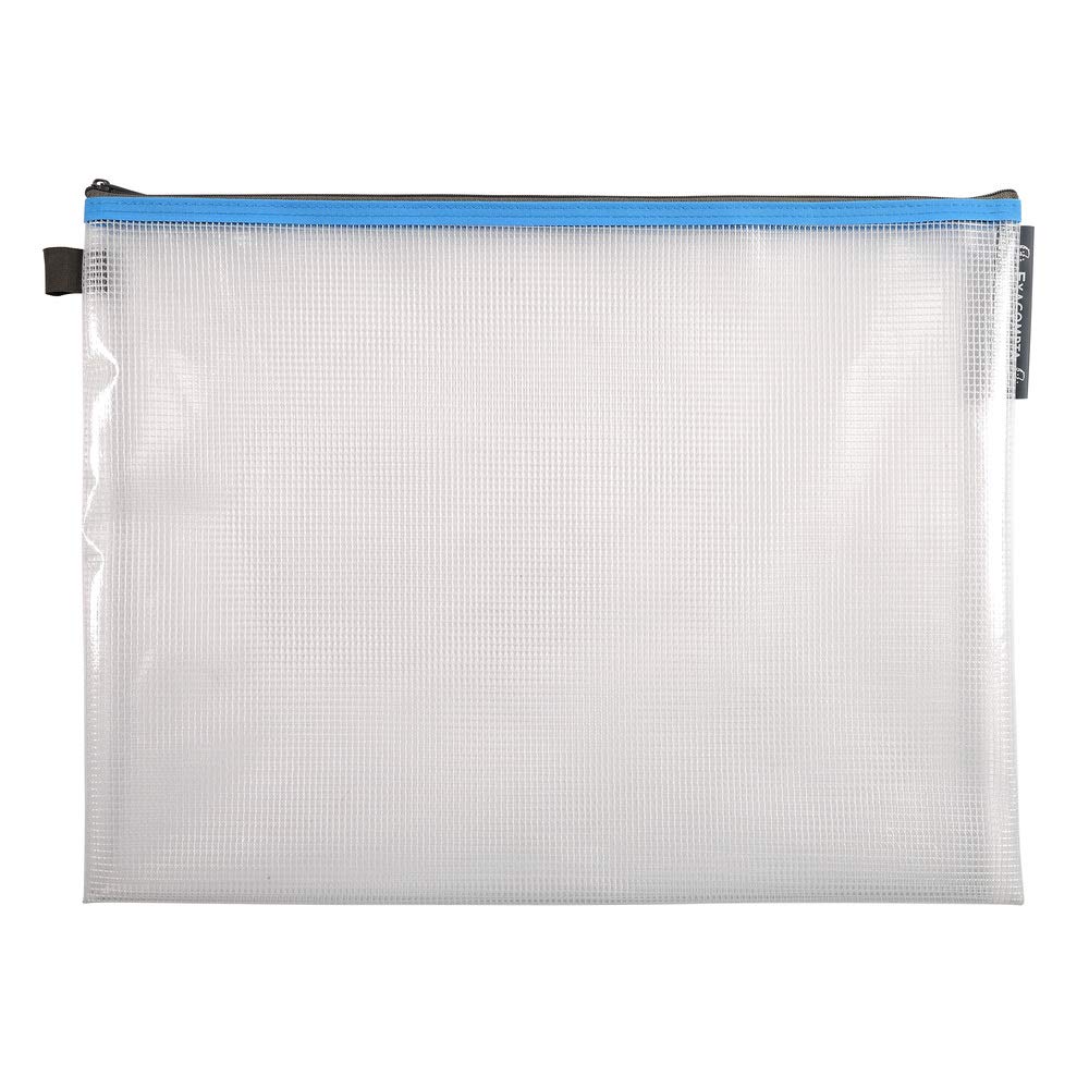 Exacompta - Ref 34160E - Zipped Transparent Mesh Pockets - Suitable for A3 Documents, 0.3mm Nylone Mesh - Suitable for Storing Documents, Accessories - Assorted Colours (Pack of 10)