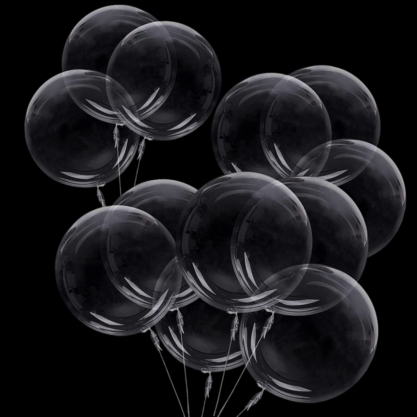 12+2pcs 24inches Bobo Balloons Bubble Transparent Balloons Clear Round Crystal Balloon Fillable Transparent Balloon for Photo Shoot DIY Party Baby Shower Wedding Anniversary Festival Romantic Decora