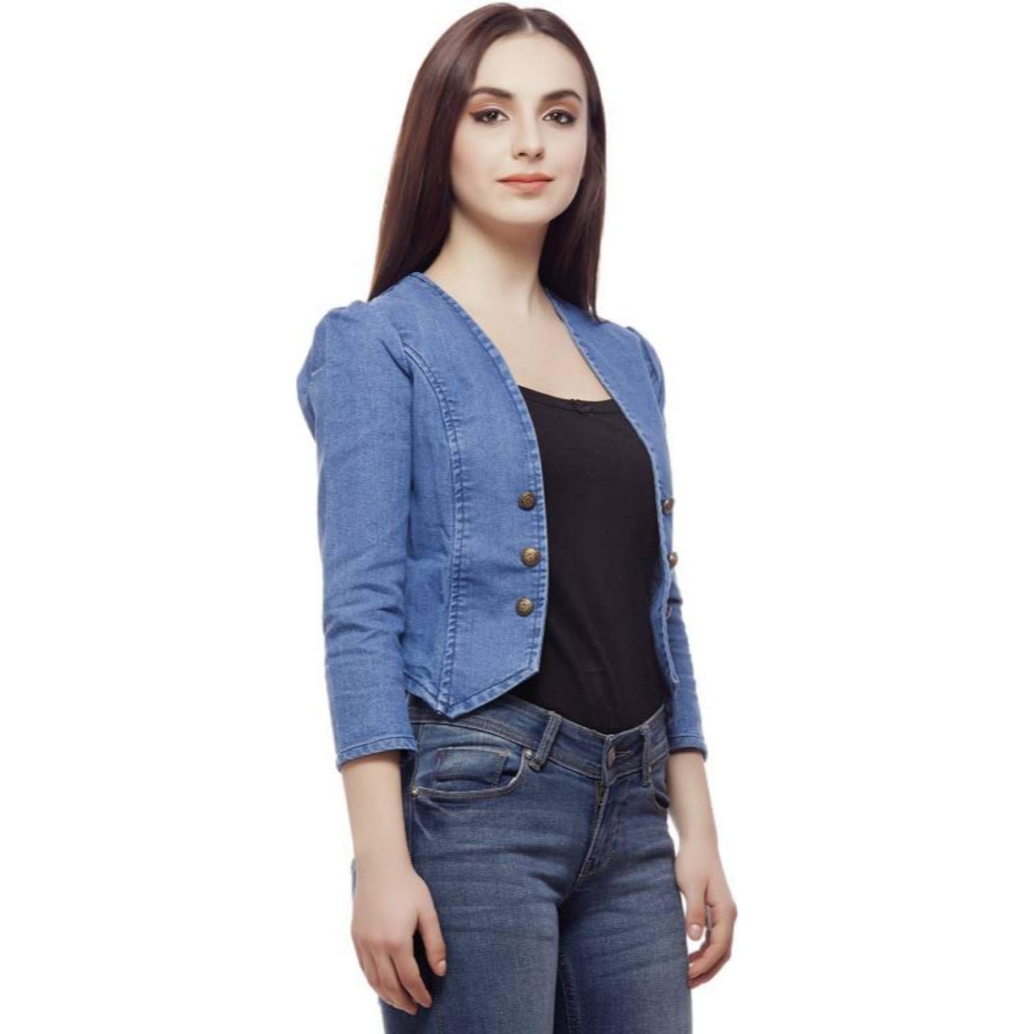 111 girls shopping 3/4th sleeve denim jacket for women