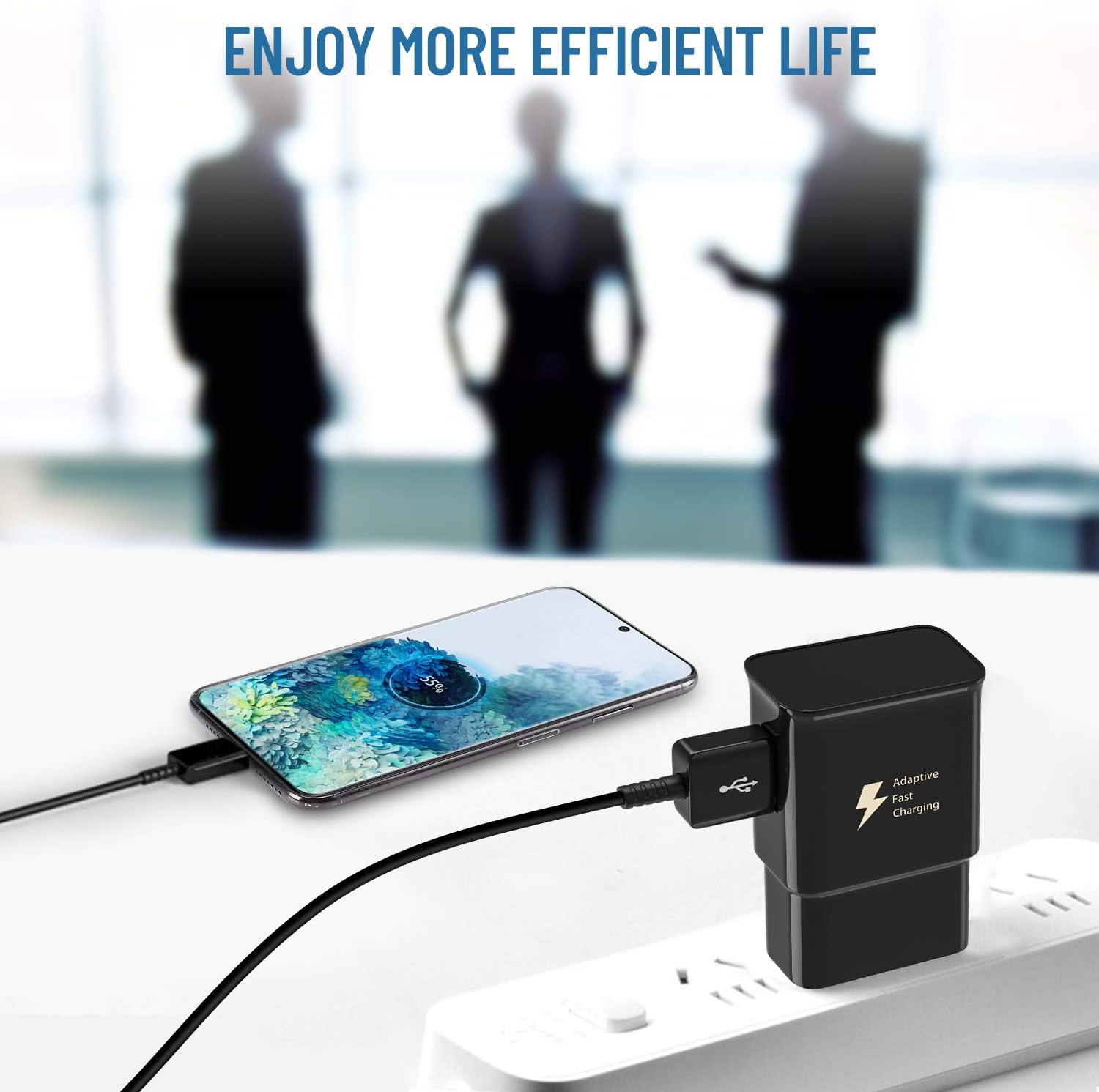 Adaptive Fast Charger with USB Type C Cable Compatible Samsung Galaxy S21/S21 Ultra/S20/S20 Ultra/S10/S10e/S10 Plus/S9/S9 Plus/S8/S8 Plus/Note 8/Note 9/Note 10/Note 20/S20 Plus (2 Pack)