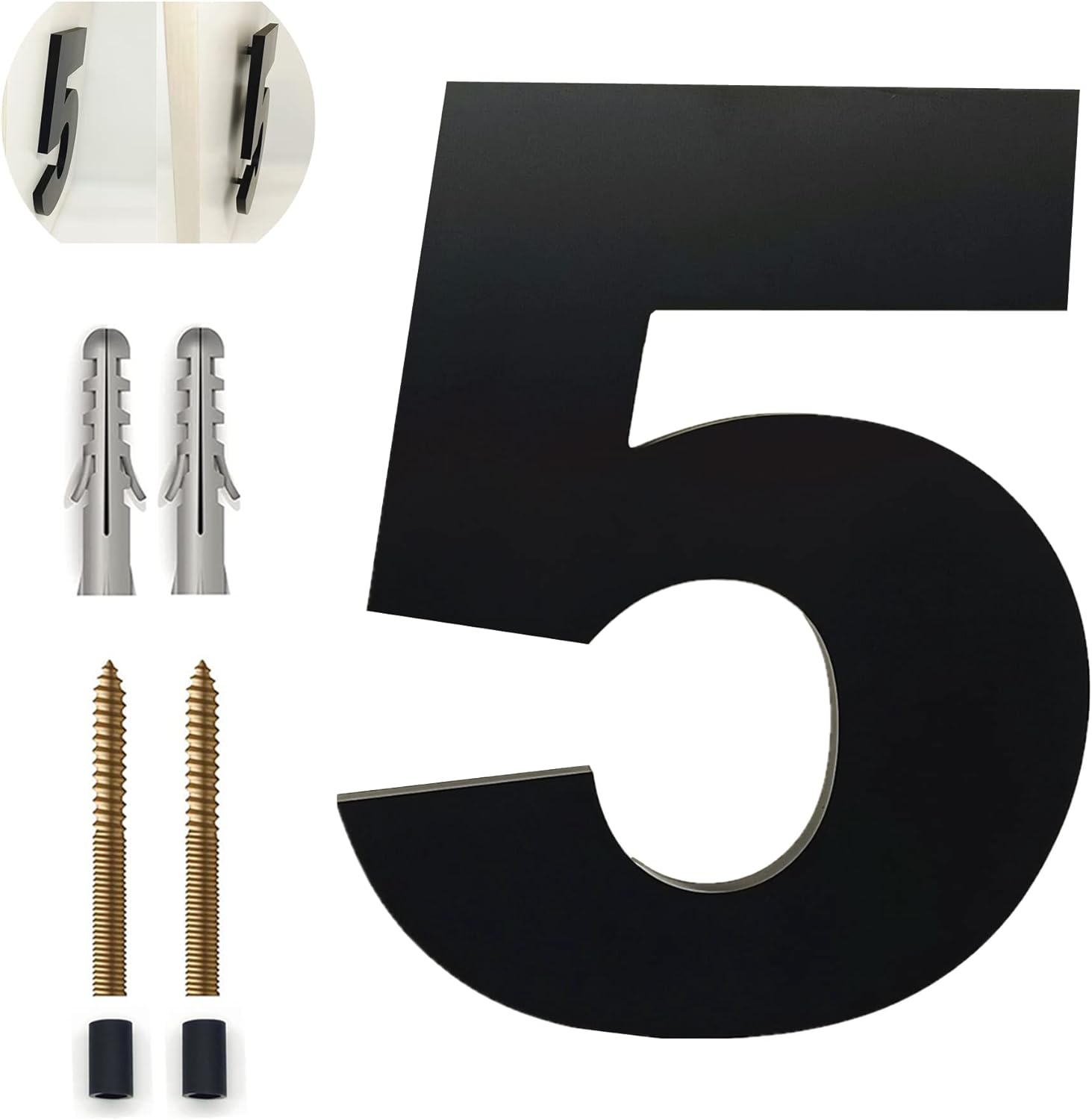 Address Signs - Floating House Numbers,Number for House Address Outside 8 Inch Floating Mount or Flush Mount Outdoor (Number 5)