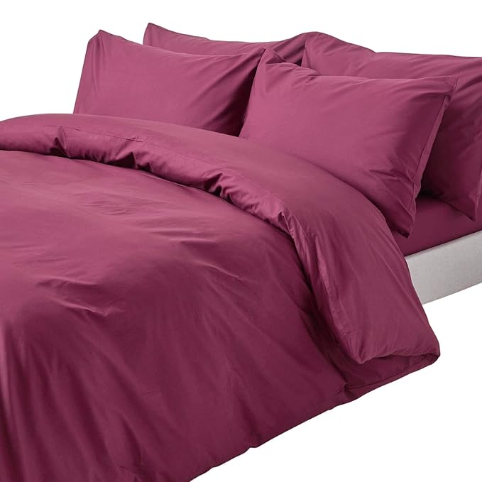 Homescapes Super King Size Plum Egyptian Cotton Duvet Cover Set Plain