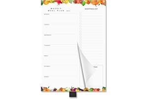Meal Planner, Asten Weekly Menu Planner Notepad and Grocery List with Magnetic, Meal Planning Notepad with Pen Holder for Fridge, Dinner Planner with Tear Off Shopping List 7 x 10", 52 Sheet（Fruit）