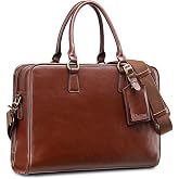 Kattee Genuine Leather Briefcase for Women, Large Capacity Laptop Bag | Genuine leather, spacious fits 14" laptop. Multiple pockets. Ideal for work, business travel