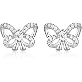 Dreamboat 925 Sterling Silver Earrings for Women Small Stud Earrings Anniversary Birthday Valentines Engagements Jewelry Gifts for Mom Wife