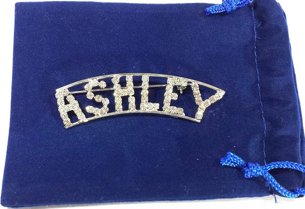 Personalized ASHLEY Rhinestone Name Pin Handmade