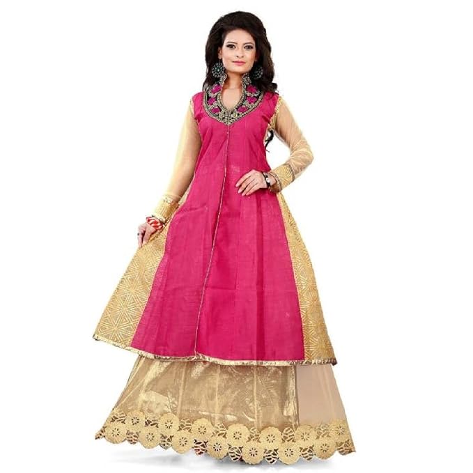 Muta Fashions Women's Indo-Western Gown (Gown161_Pink)