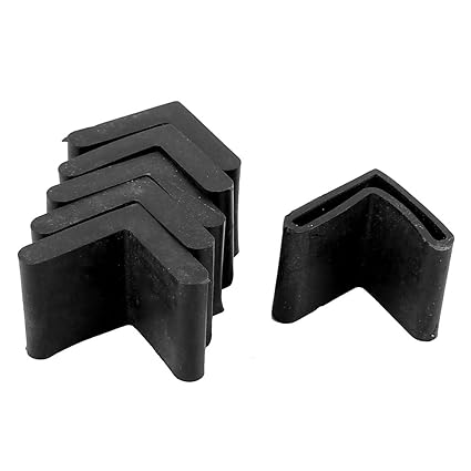 Sellify Black Rubber L Shaped Furniture Foot Leg Covers Pads 29x29mm 6Pcs
