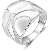 Aprilery Chunky Rings for Women Gold and Silver Statement Rings Mask Dome Gold Plated Fashion Band Ring Cocktail Costume Jewelry Gift