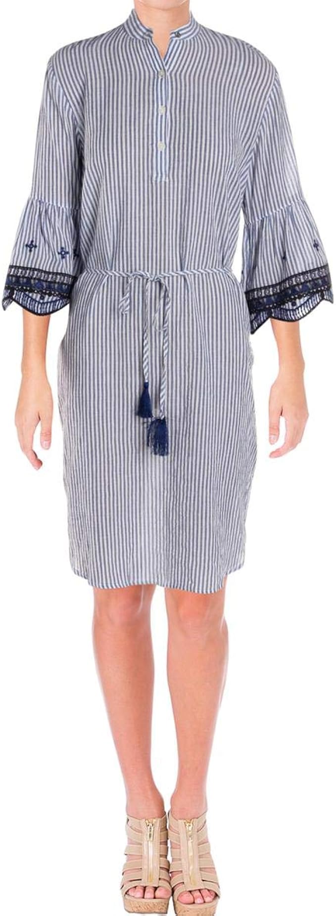 Kleid Gestreift Knöpfe Kleid Gestreift Knöpfe