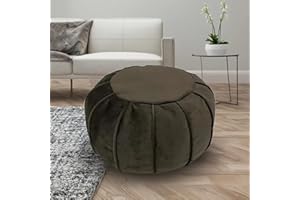 Louis Donné Unstuffed Ottoman Pouf Cover, Eco-Friendly Fabric Pouf Ottoman Bean Bag with Storage Solution for Bedroom, Round Foot Stools for Seating Poufs for Living Room Camper（Olive Green）