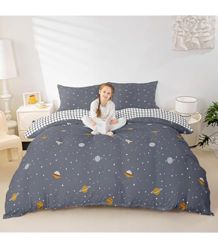 Housse De Couette Galaxie – Motif Espace étoilé 90x190 Cm + 2 Taies | Douce Et Avec Fermeture éclair