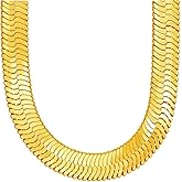 IFIX Heavy 11mm Thick Herringbone Chain Gold Plated Solid Chain with 18K Gold Plating Herringbone Necklace for Men Women, Hip Hop Style Jewlery for Rapper Gangsta Everyday Wear, Don't Need a Pendant