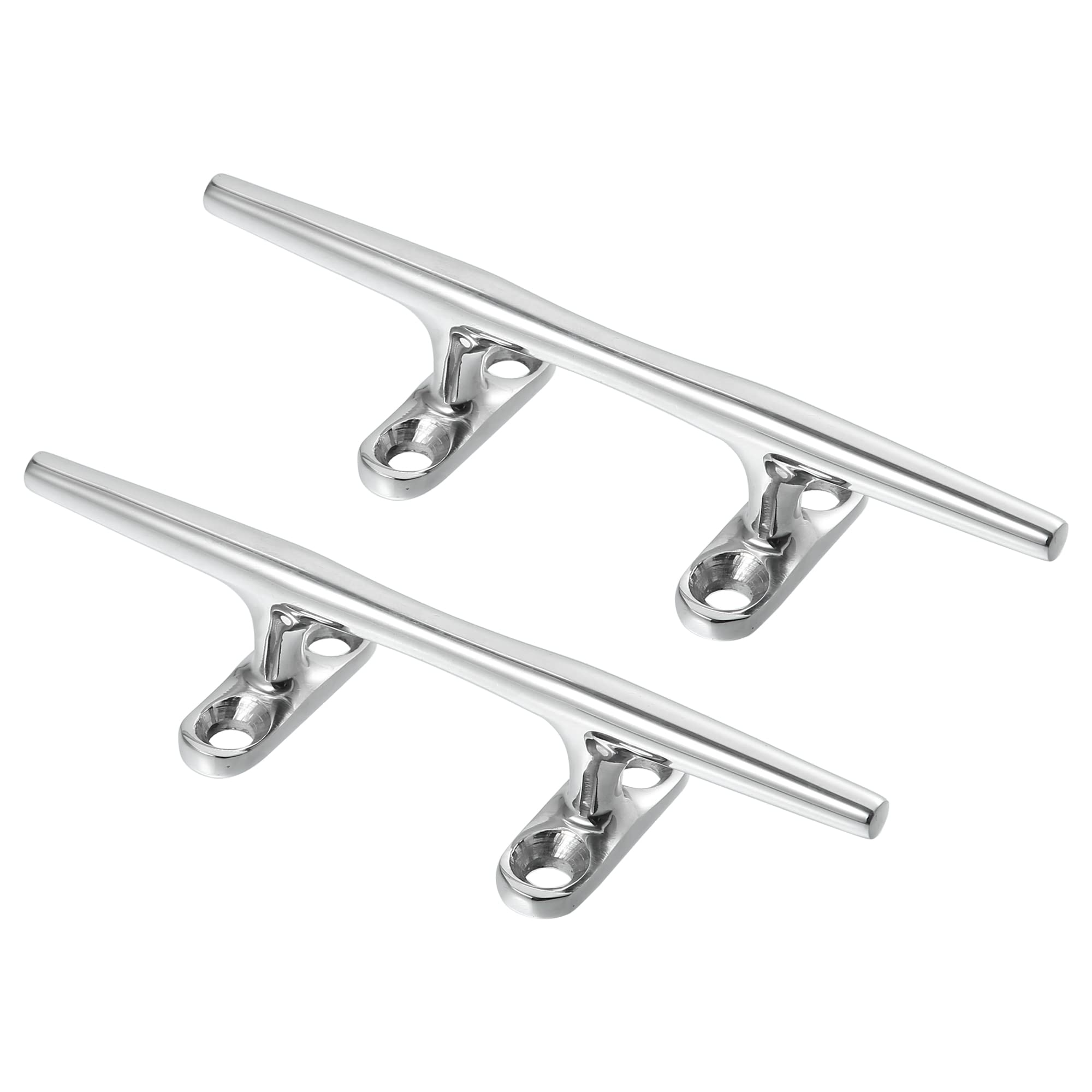 X AUTOHAUX 2pcs 6 Inch Stainless Steel Flagpole Cleat Hook Boat Deck Rope Cleat