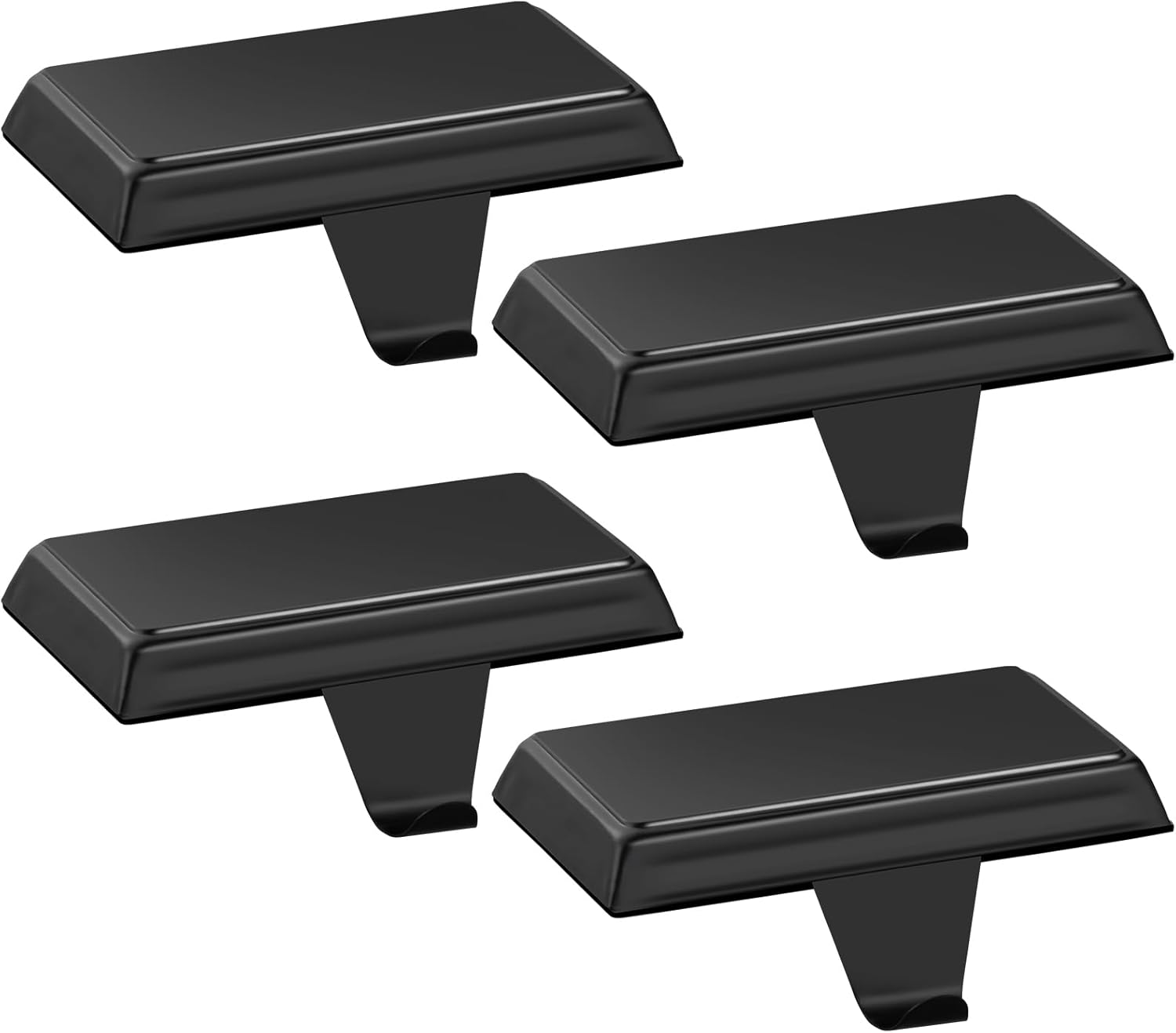 Stockings & Holders - BlissfulTie Black-Weighted-Christmas-Stocking-Holders for Mantle Set 4 Pcs - Sturdy Christmas Fireplace Hooks for Hanging Stockings Christmas Decor, Black