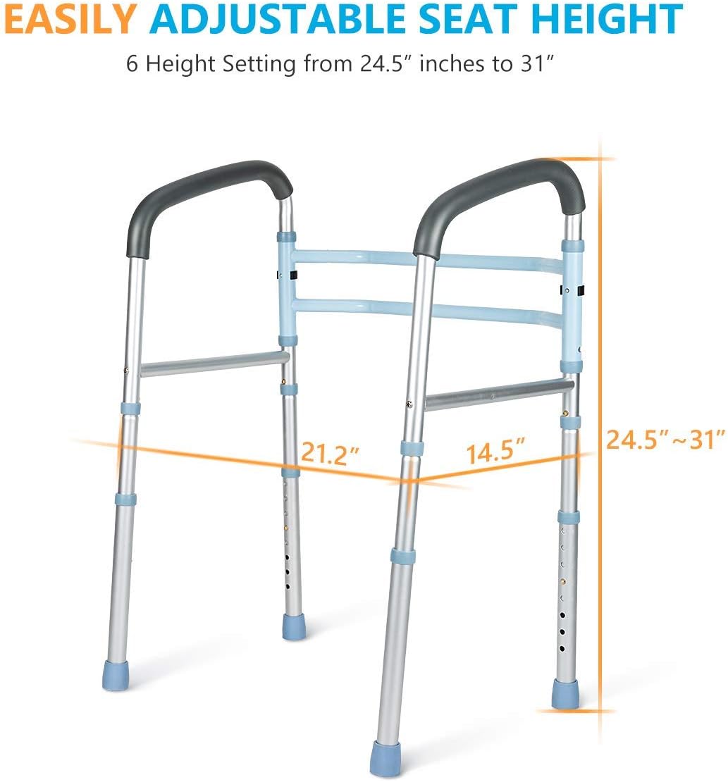 OasisSpace Stand Alone Toilet Safety Rail - Heavy Duty Medical Toilet Safety Frame for Elderly, Handicap and Disabled - Adjustable Bathroom Toilet Handrails Grab Bar, Fit Any Toilet: Health & Personal Care
