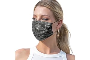 Rhinestone Crystal Mesh Face Mask Sparkly Rhinestone Custom Masquerade Mask for Women Sequin Glitter Christmas Halloween Nigh
