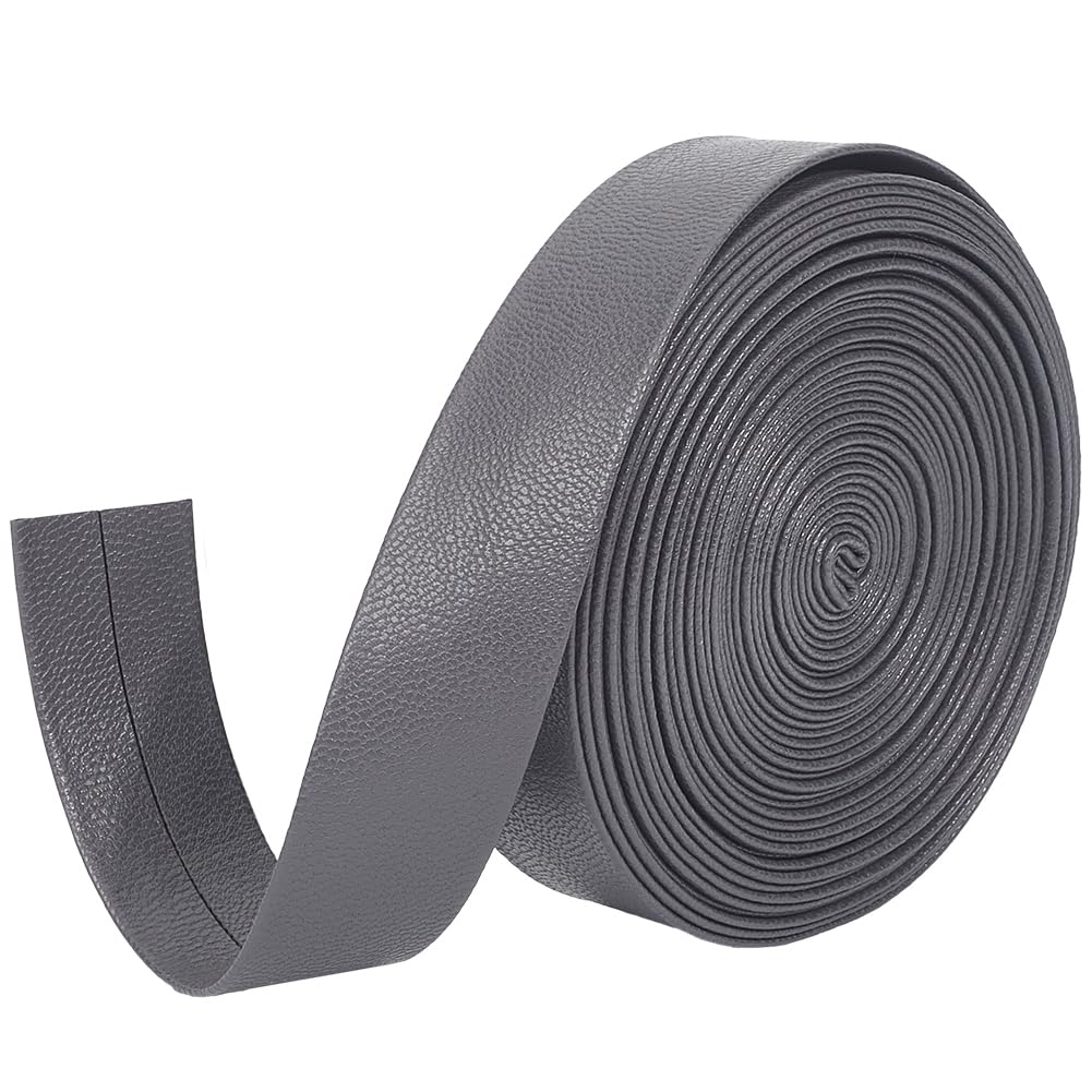 GORGECRAFT Leather String 5m x 20mm Faux Leather Strap 1mm Thick Foldover Leather Strips Lambskin Texture Flat Leather Cord Leatherette Cord Rope for DIY Crafts Belt Bracelet Jewelry Making, Gray