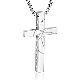 WINFY Basketball Bible Verse Cross Necklace for Boys Men 316L Stainless Steel Chain Pendant Religious Christian First Communion Confirmation Jewelry Graduation Christmas Gift