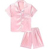 DIPUG Girls Silk Pajamas Set Satin Pjs for Kids Comfortable Nights Sleepwear