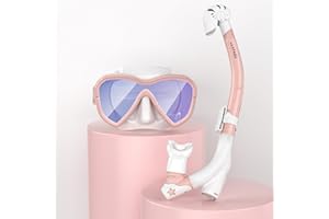 LUXPARD Kids Snorkel Set, Snorkeling Gear for Kids, Anti-Fog Panoramic View Snorkel Mask and Anti-Leak Dry Snorkel Tube, Snorkel Kit Bag Included