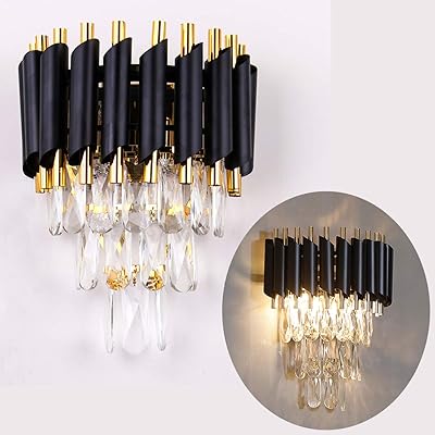 Buy Crystal Wall Sconce Lighting 3 Tiers Crystal Wall Lamp Modern Wall Light Fixture Bedside Night Lamp For Bedroom Bathroom Living Room Hallway 2x E12 Base Black Online In Poland B08kdb946m