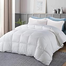 WhatsBedding Queen Feather Comforter, Filled with