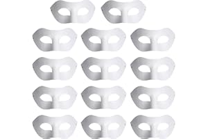 Yookat 14-Piece Paper Art Masks - White Craft Masks, Paintable, Mardi Gras Masquerade