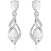 FANCIME Gift for Women Birthstone Earrings for Her Teardrop Birthstone Earrings S925 Sterling Silver infinity Love Birthday Gifts for Mom Women