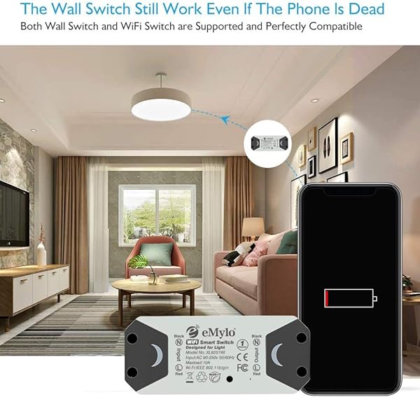eMylo Smart WiFi Lichtschalter Drahtloser Relaisschalter Tuya Modul Fernbedienung Zeitgeber fr die Heimautomation Kompatibel mit Alexa Echo Google Home Support iPhone Android 2 Pack