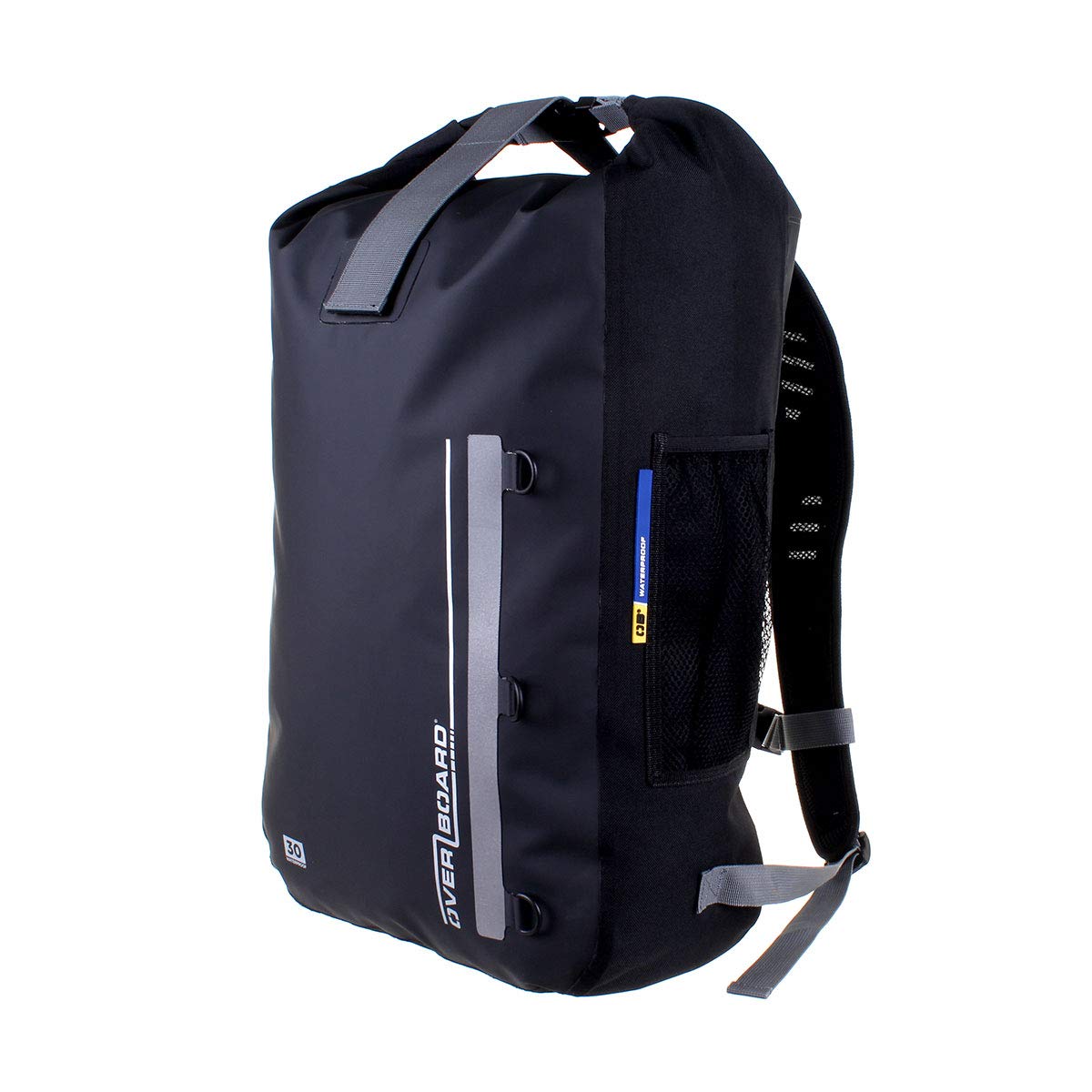 OverBoard Classic Waterproof Backpack | 30 Litre Floating Pack | 100% Waterproof Dry Bag with Top Fold Seal System (Black)