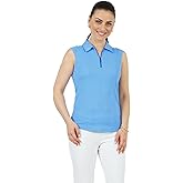 IBKUL Athleisure Wear Sun Protective UPF 50+ Icefil Cooling Mini Check Sleeveless Polo 14754